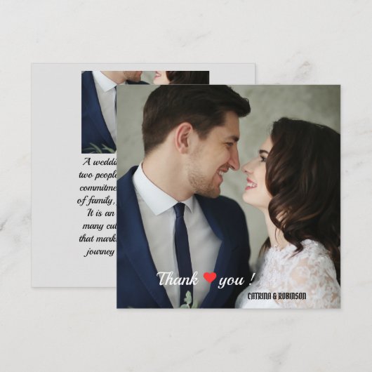 Elegant hart liefde foto bedankkaart (Voorkant / Achterkant)