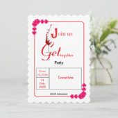 Elegant Hart Lijst Valentijns's Party Kaart (Staand voorkant)