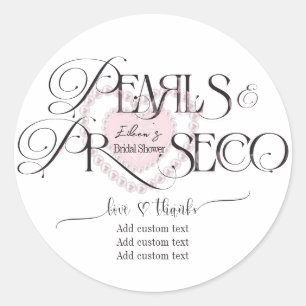 Elegant Hart Parels Prosecco Bubble Vrijgezellenfe Ronde Sticker