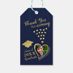 Elegant Hartelijk dank Afstudeerder Foto Blue 2023 Cadeaulabel