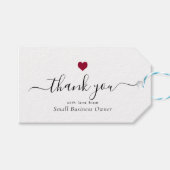 Elegant Hartelijk dank U moderne Script Red Heart  Cadeaulabel (Voorkant (Horizontaal))