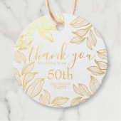 Elegant Hartelijk dank voor Gold Typography Leafy Bedankjes Labels (Voorkant)