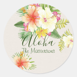 Elegant Hawaiian Aloha Tropical gepersonaliseerd Ronde Sticker