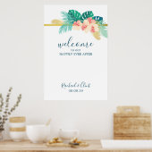 Elegant Hawaiian Hibiscus Wedding Welcome Poster (Keuken)
