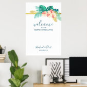 Elegant Hawaiian Hibiscus Wedding Welcome Poster (Thuiskantoor)