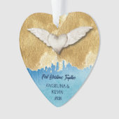 Elegant Heart Angel Wings First Kerstmis Ornament (voorkant)