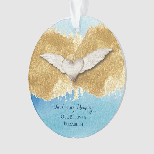 Elegant Heart Angel Wings Loving Memory Keepomwill Ornament (voorkant)