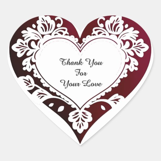 Elegant Heart Card With Red Roses Hart Sticker (Voorkant)