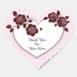 Elegant Heart Card With Red Roses Hart Sticker