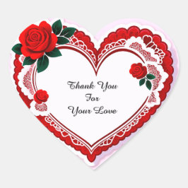 Elegant Heart Card With Red Roses Hart Sticker