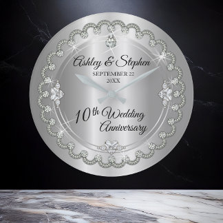 Elegant Heart Diamonds 10th Wedding Jubileum Grote Klok