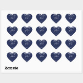 Elegant Heart Navy Blue Wedding Stickers (Vel)