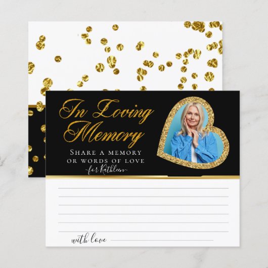 Elegant Heart Photo Share a Memory Funeral Kaart (Voorkant / Achterkant)