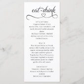 Elegant Heart Typography Modern Wedding Menu (Voorkant)