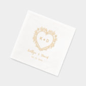 Elegant Heart Wreath Monogram Wedding Napkins (Gauche)