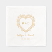 Elegant Heart Wreath Monogram Wedding Napkins (Recto)