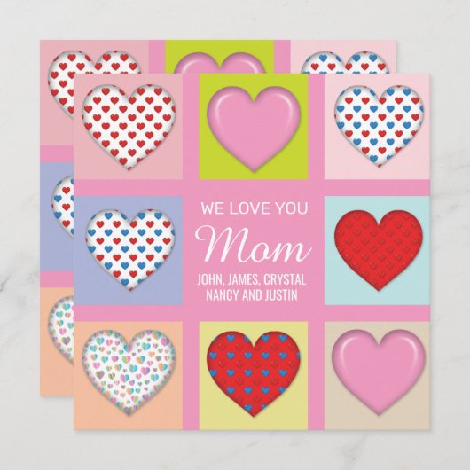 Elegant Heartful Moeder Day Design Feestdagenkaart (Voorkant / Achterkant)
