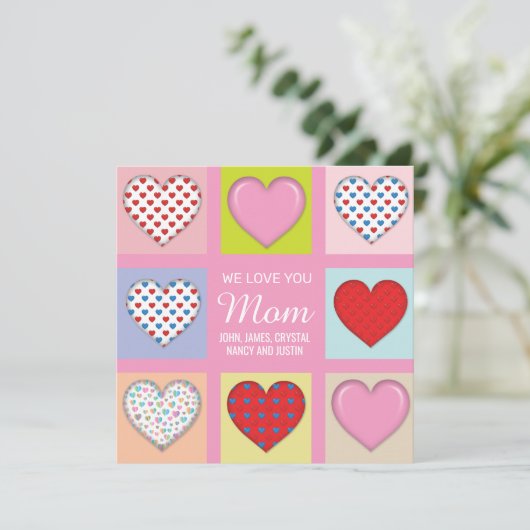 Elegant Heartful Moeder Day Design Feestdagenkaart (Staand voorkant)