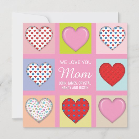 Elegant Heartful Moeder Day Design Feestdagenkaart (Voorkant)