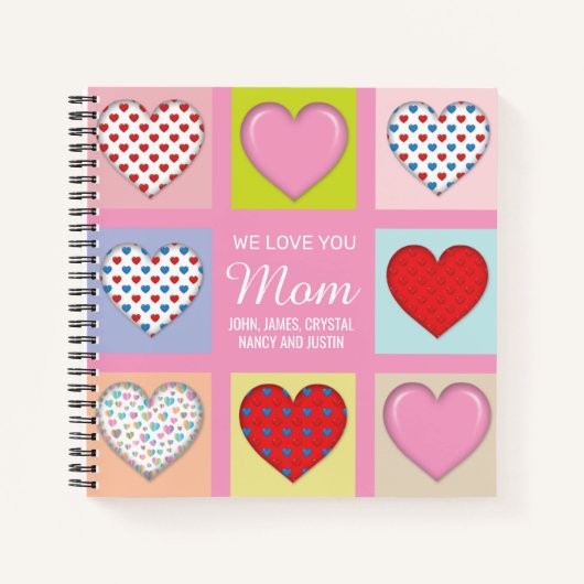 Elegant Heartful Moeder Day Design Notitieboek (Voorkant)