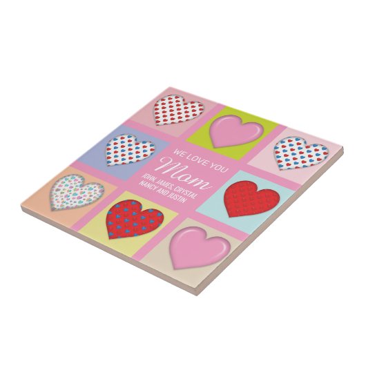 Elegant Heartful Moeder Day Design Tegeltje (Zijkant)