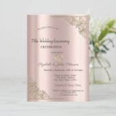 Elegant Hearts Lijst Roos Gold Wedding Kaart (Staand voorkant)