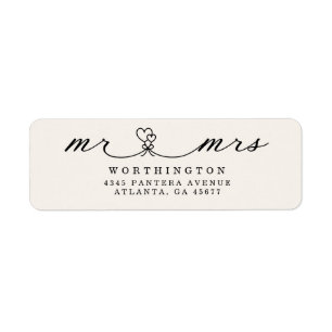 Elegant Hearts Script Mr & Mrs Huwelijksreturn  La Etiket