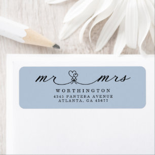 Elegant Hearts Script Mr & Mrs Wedding Etiket