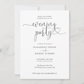 Elegant Hearts Script Trouwfeest Avondfeest Kaart (Voorkant)