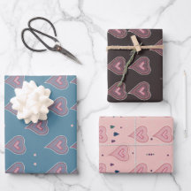 Elegant Hearts Wrapping Paper Flat Sheet Set van 3