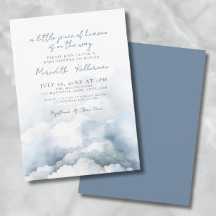 Elegant Heaven Waterverf Blauw Baby shower Kaart