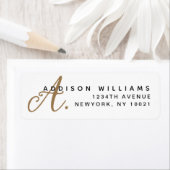 Elegant Hedendaags Wit Goud Script Monogram Etiket (Insitu)