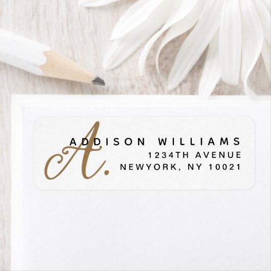 Elegant Hedendaags Wit Goud Script Monogram Etiket (Insitu)
