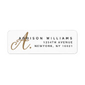 Elegant Hedendaags Wit Goud Script Monogram Etiket (Voorkant)