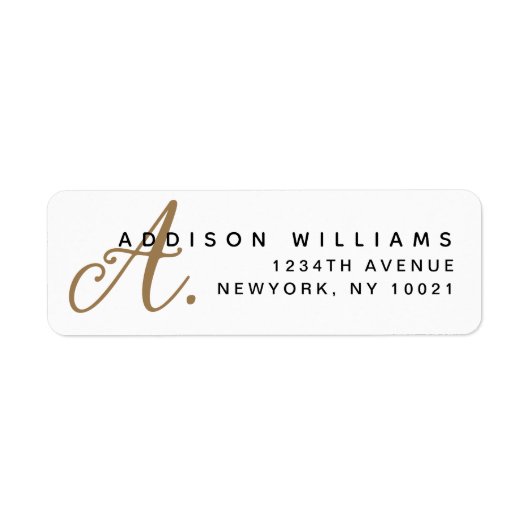 Elegant Hedendaags Wit Goud Script Monogram Etiket (Voorkant)
