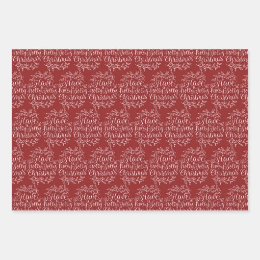 Elegant heeft een Holly Jolly Kerstfeestdag Inpakpapier Vel (Voorkant 3)
