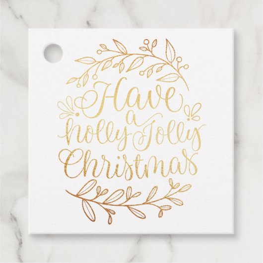 Elegant heeft een Holly Jolly Kerstkalligrafie Bedankjes Labels (Voorkant)