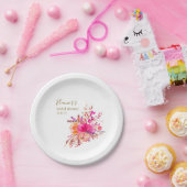 Elegant Heet Roze Bloemen Vrijgezellenfeest Custom Papieren Bordje (Feest)