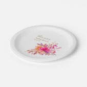 Elegant Heet Roze Bloemen Vrijgezellenfeest Custom Papieren Bordje (Gekanteld)