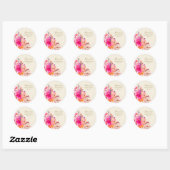 Elegant Heet Roze Bloemen Vrijgezellenfeest Custom Ronde Sticker (Vel)