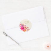 Elegant Heet Roze Bloemen Vrijgezellenfeest Custom Ronde Sticker (Envelop)