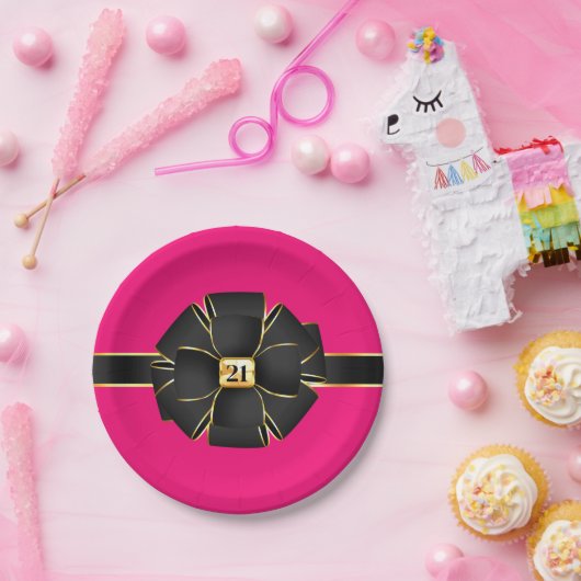 Elegant heet roze goud ANY AGE meisjesverjaardag Papieren Bordje (Feest)