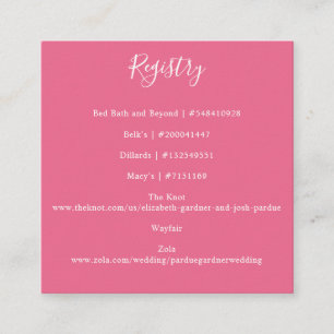 Elegant Heet Roze Modern Register Informatiekaartje