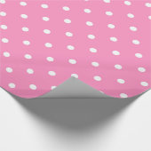 Elegant Heet Roze Sjabloon Wit Polka Dots Glanzend Cadeaupapier (Hoek)