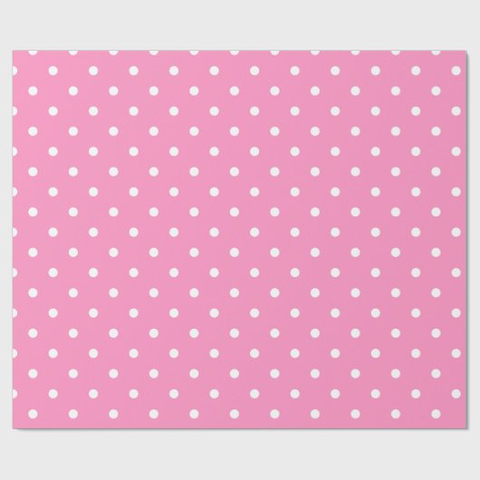 Elegant Heet Roze Sjabloon Wit Polka Dots Glanzend Cadeaupapier (Vlak)