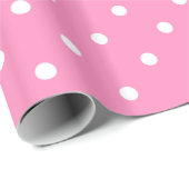Elegant Heet Roze Sjabloon Wit Polka Dots Glanzend Cadeaupapier (Rol Hoek)