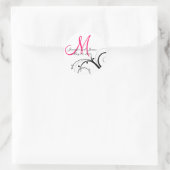 Elegant Heet Roze Swirl Monogram Bruiloft Sticker (Tas)