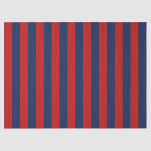 Elegant helder blauw en rood gestreept patroon tissuepapier (Voorkant)