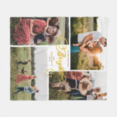 Elegant Helder Goud Kerstmis Vier Fotocollage Fleece Deken (Voorkant (Horizontaal))