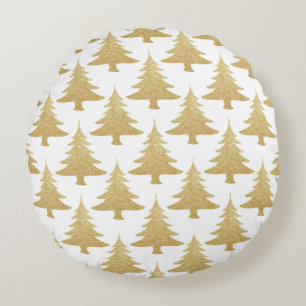 elegant helder goudglitter-kerstboompatroon rond kussen